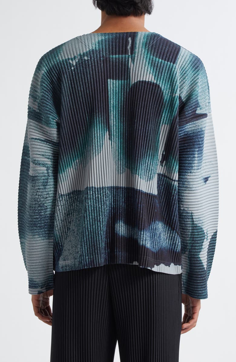 Homme Plissé Issey Miyake Wind Walk Pleated Top, Alternate, color, Gray/ Teal