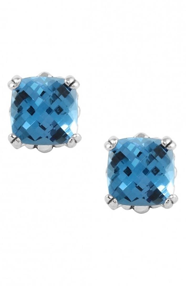 LAGOS Rittenhouse Stud Earrings, Main, color, Silver/ Blue Topaz