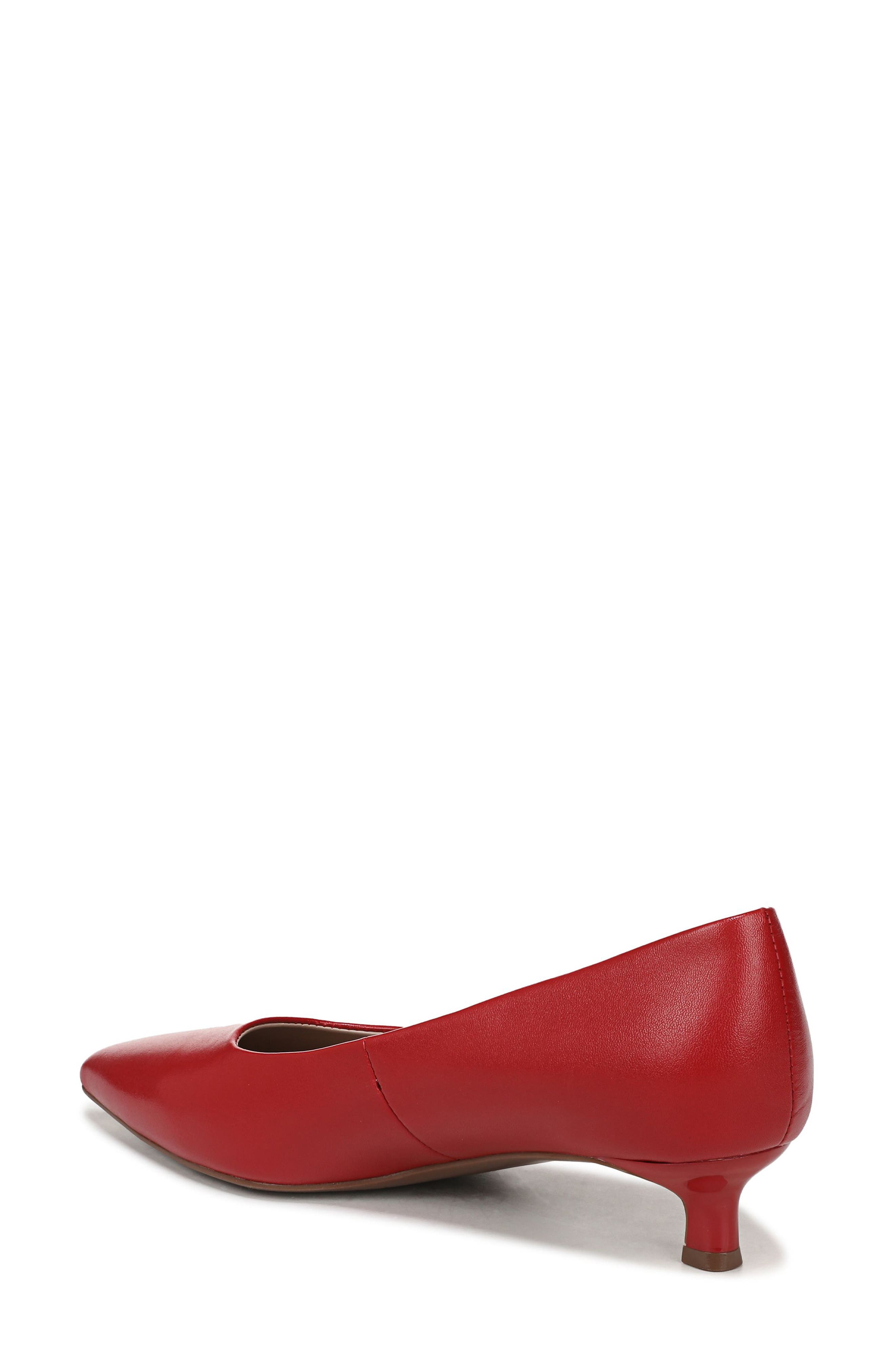 Naturalizer Natalia Pointed Toe Kitten Heel Pump, Alternate, color, Red Leather