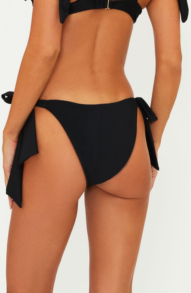 Beach Riot Philippa Side Tie Rib Bikini Bottoms, Alternate, color, Black