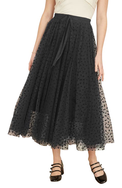 Mesh Heart Print Tulle Skirt