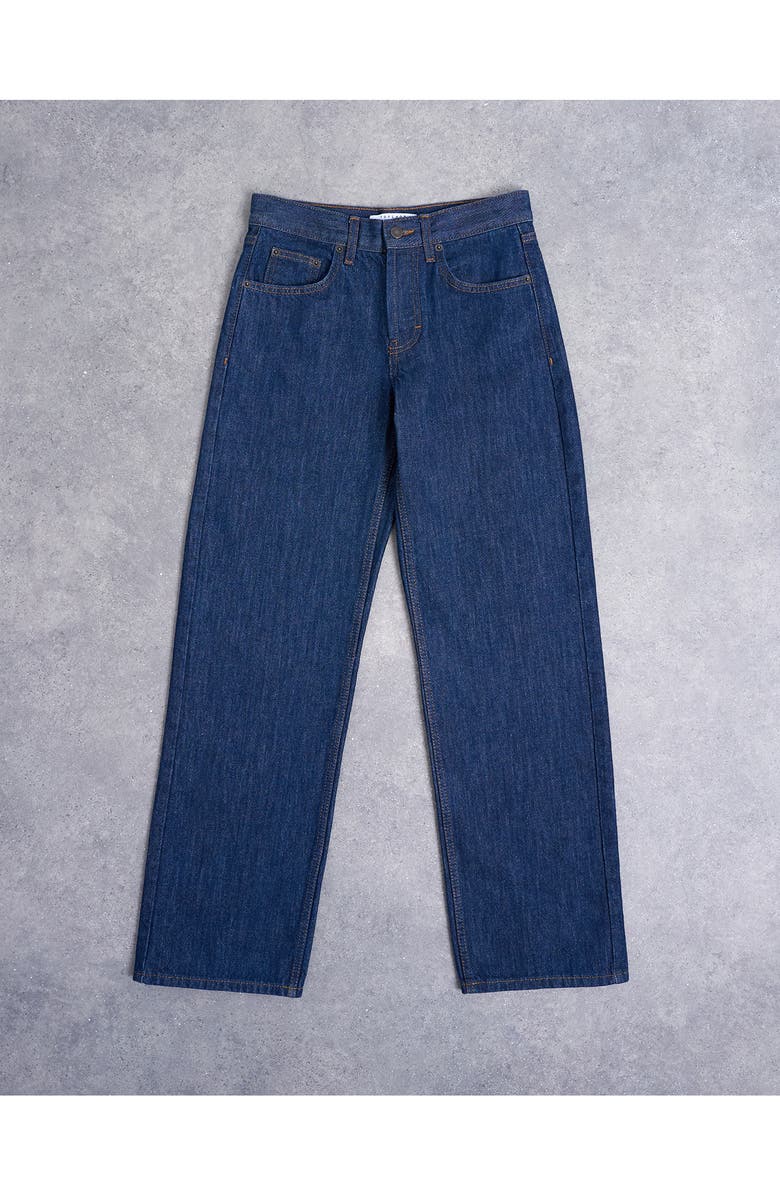 Topshop Low Rise Straight Leg Jeans, Alternate, color, Medium Blue