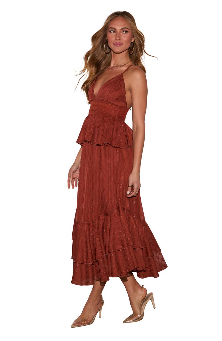 VICI Collection Love Waist Metallic Ruffle Sleeveless Maxi Dress, Alternate, color, 