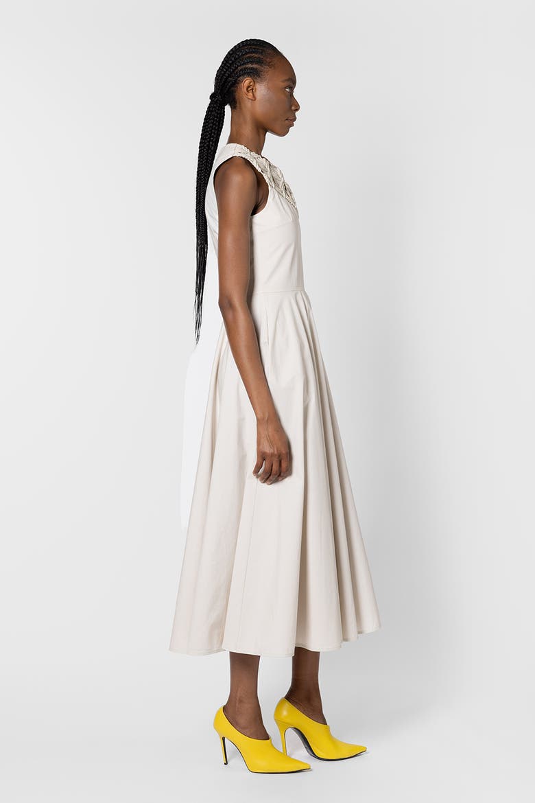 Helin Cotton Macrame Detail Dress, Alternate, color, Dusty White