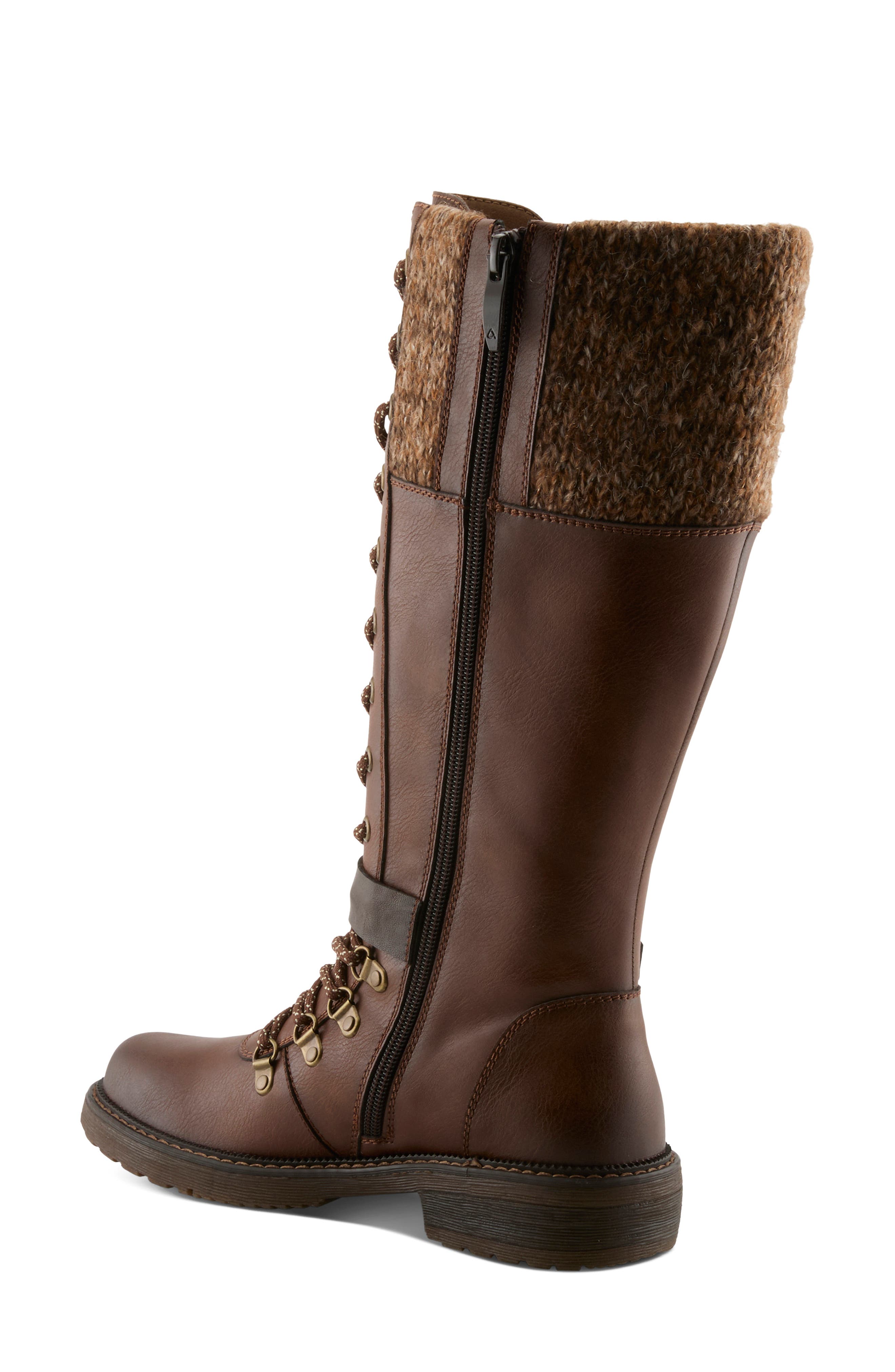 Rizza Tall Faux Leather Boot, Alternate, color, BROWN