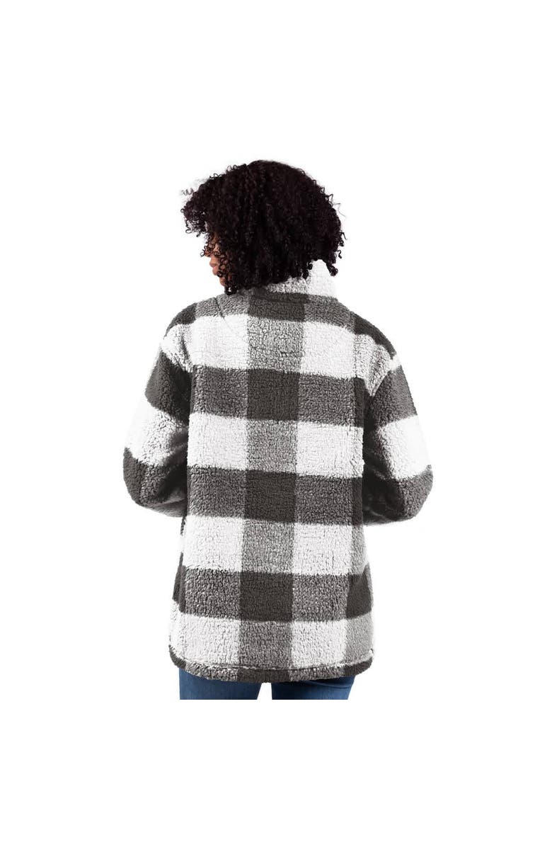 G-III 4HER BY CARL BANKS Women's G-III 4Her by Carl Banks  Gray New York Yankees 24/7 Plaid Quarter-Zip Sherpa Jacket, Alternate, color, Gray