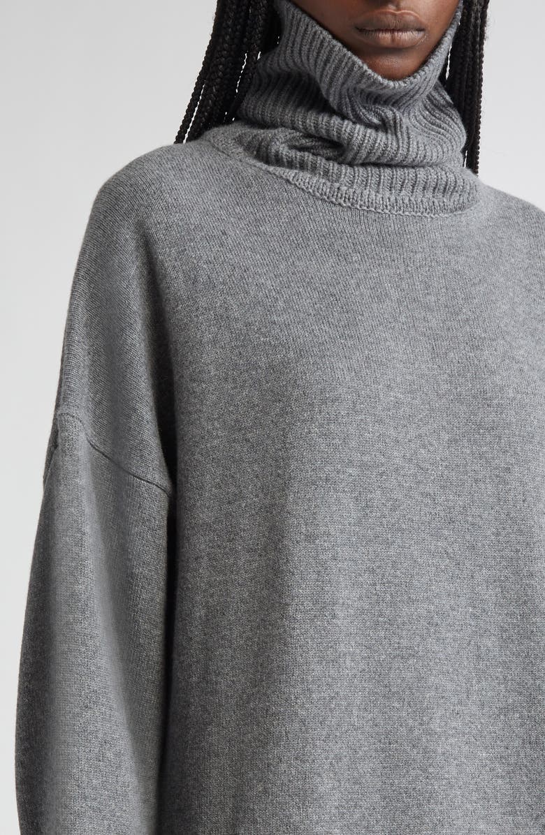 Michael Kors Collection Oversize Long Sleeve Turtleneck Cashmere Sweater Dress, Alternate, color, Banker Melange