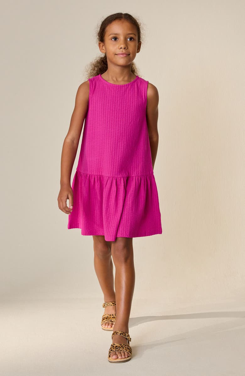 NEXT Kids' Drop Waist Cotton Seersucker Dress, Alternate, color, Purple