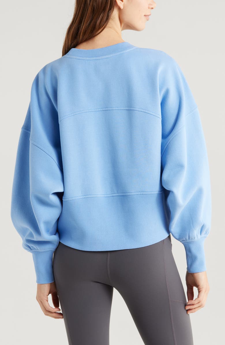 Zella Cloud Fleece Relaxed Sweatshirt, Alternate, color, Blue Azurine