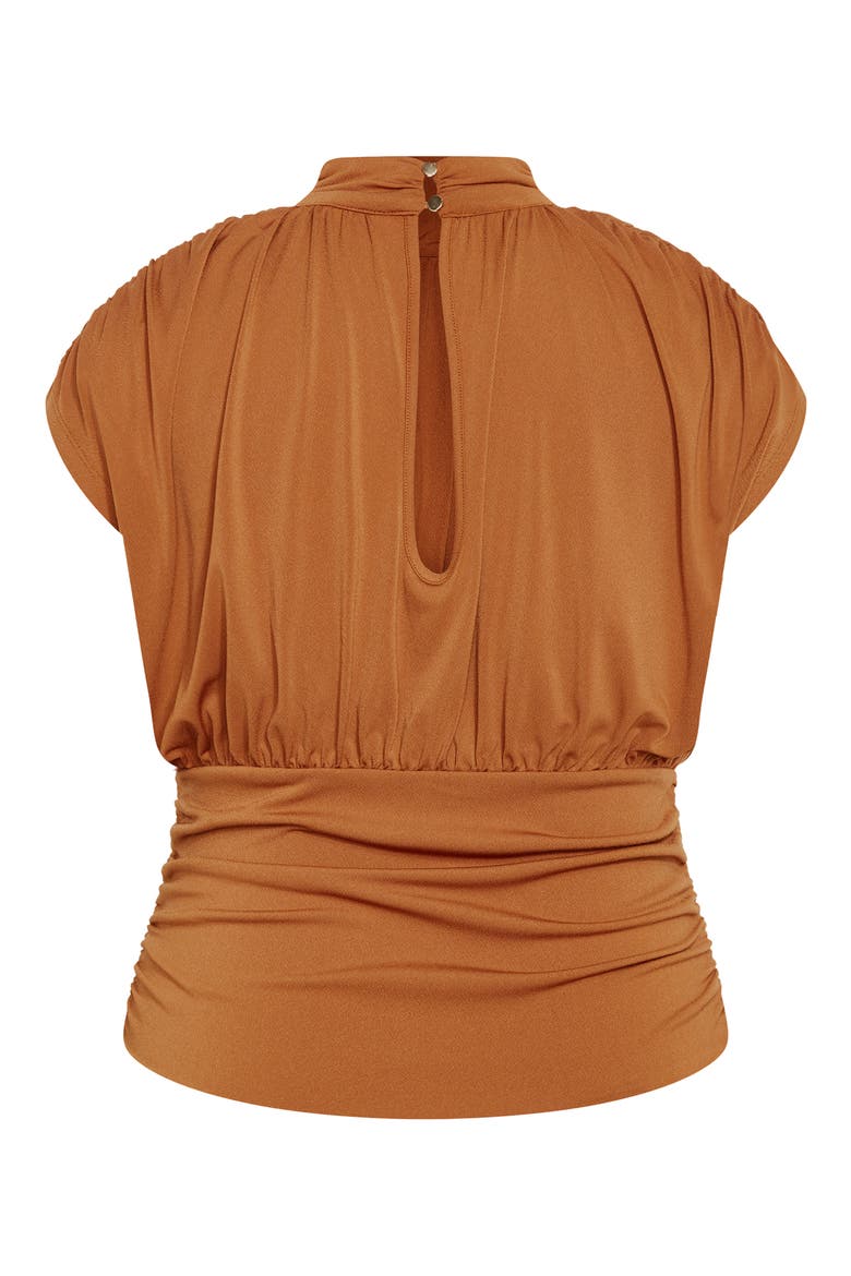 Kamryn Mock Neck Cap Sleeve Top, Alternate, color, TOFFEE