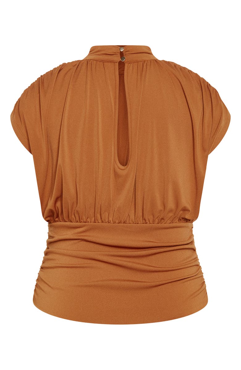 City Chic Kamryn Mock Neck Cap Sleeve Top, Alternate, color, Toffee