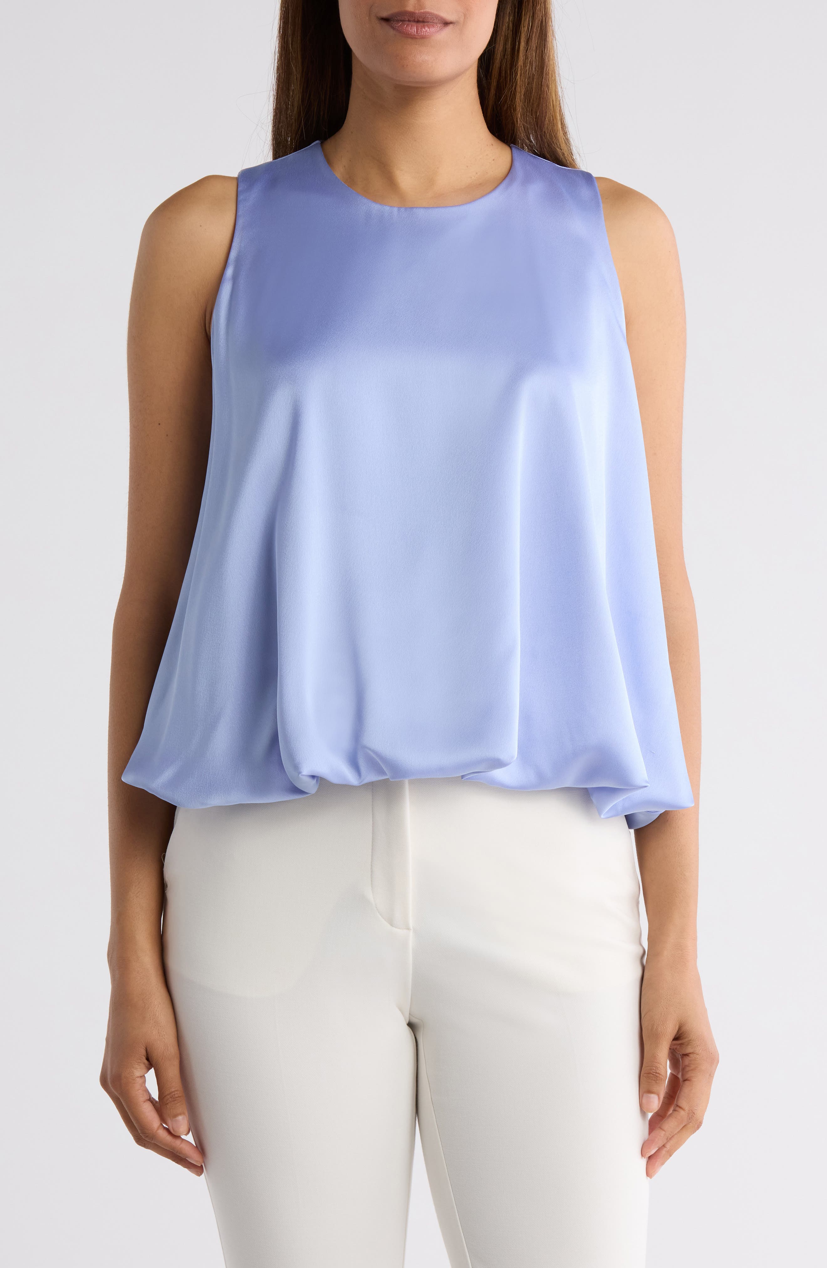 Renee C Bubble Hem Satin Top
