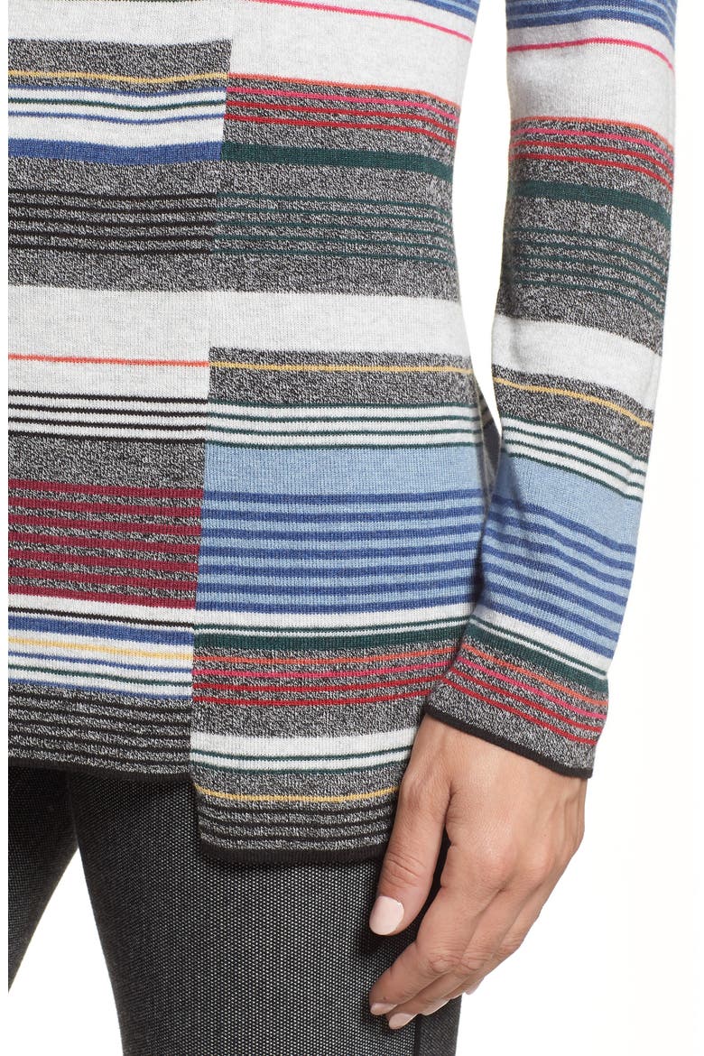Banded Cotton Blend Offset Stripe Sweater, Alternate, color, MULTI