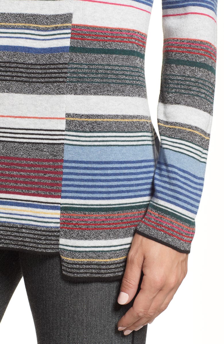 NIC+ZOE Banded Cotton Blend Offset Stripe Sweater, Alternate, color, 