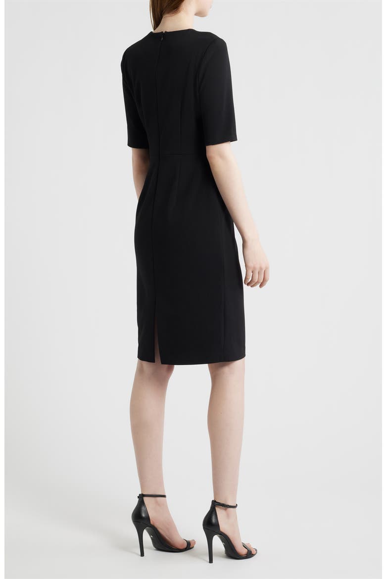 Wrap Overlay Sheath Dress, Alternate, color, ANNE BLACK
