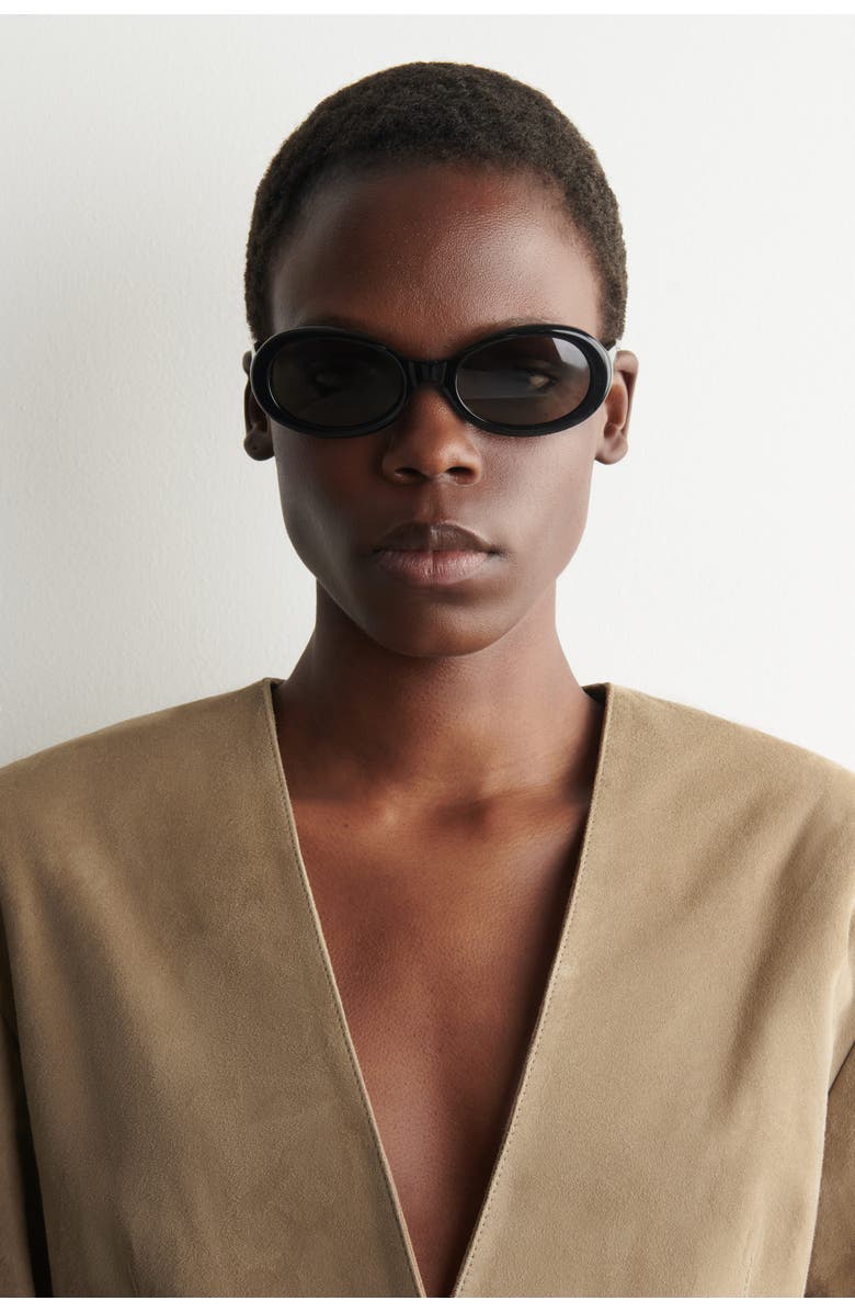 COS Oval Sunglasses, Main, color, Black