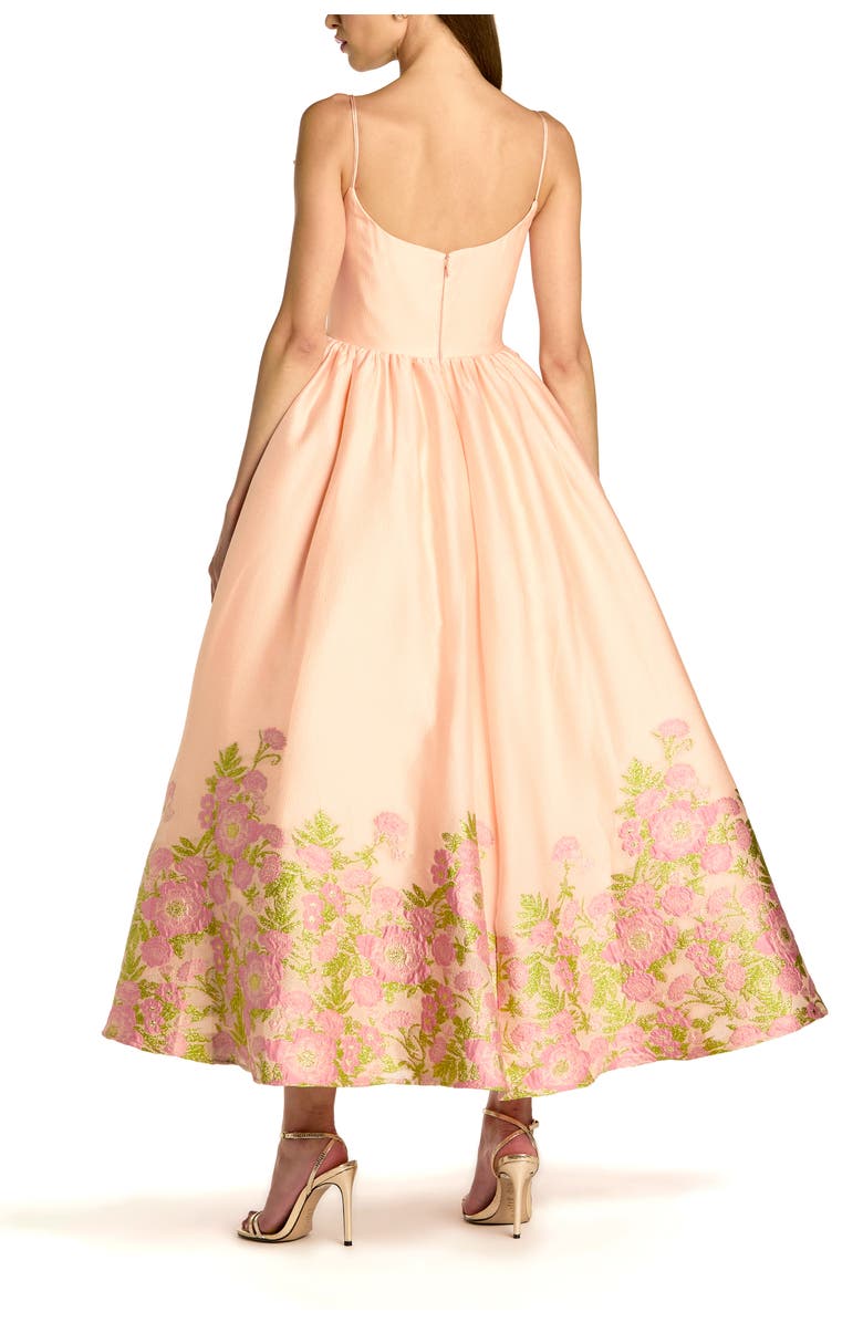 Mac Duggal Spaghetti Strap Organza Midi Dress With Bow Detail, Alternate, color, Pink Multi