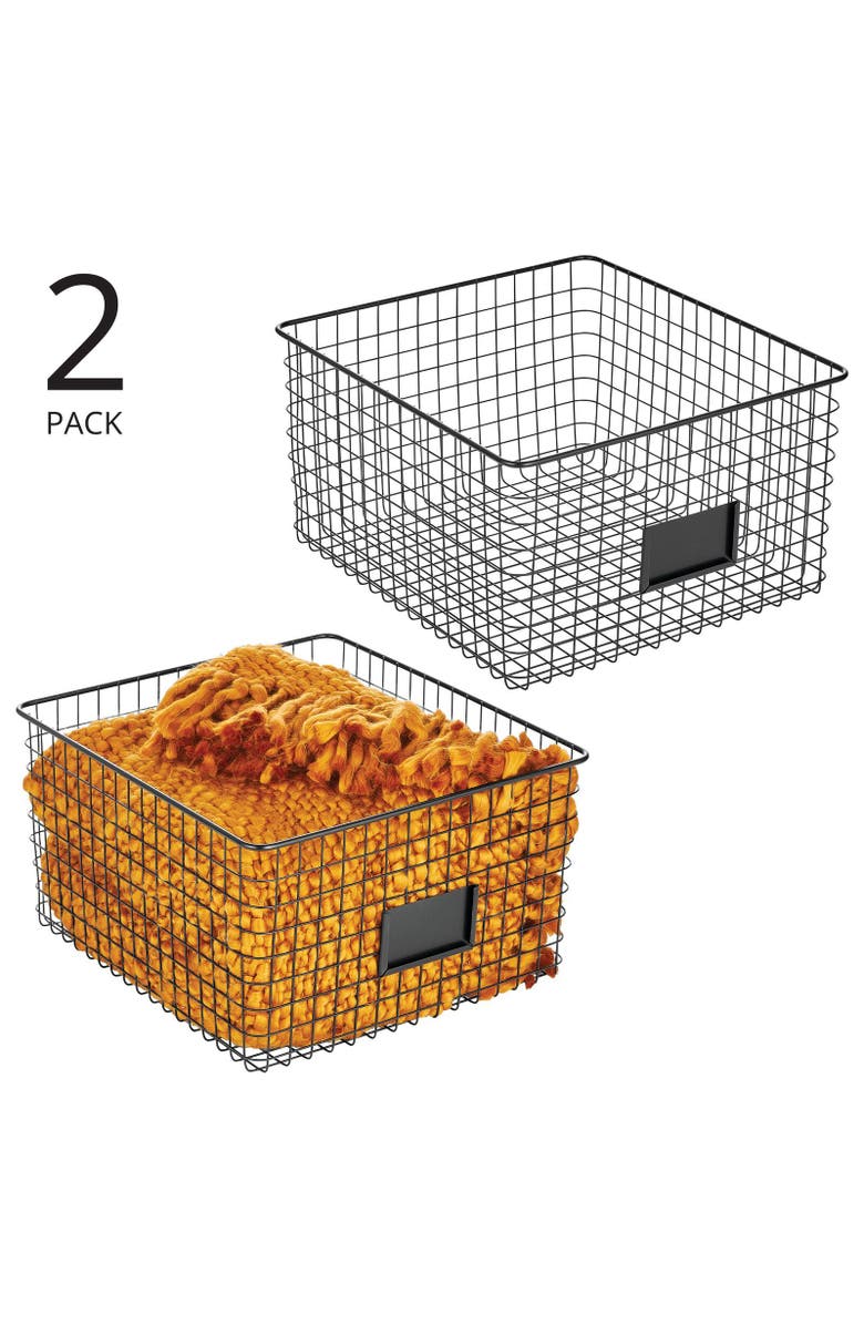 mDesign Bedroom Closet Storage Organizer Basket with Label Slot, 2 Pack, Alternate, color, 