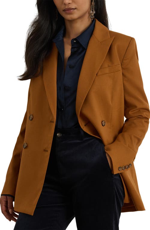 Ralph Lauren Double-breasted Wool Twill Blazer In Brown