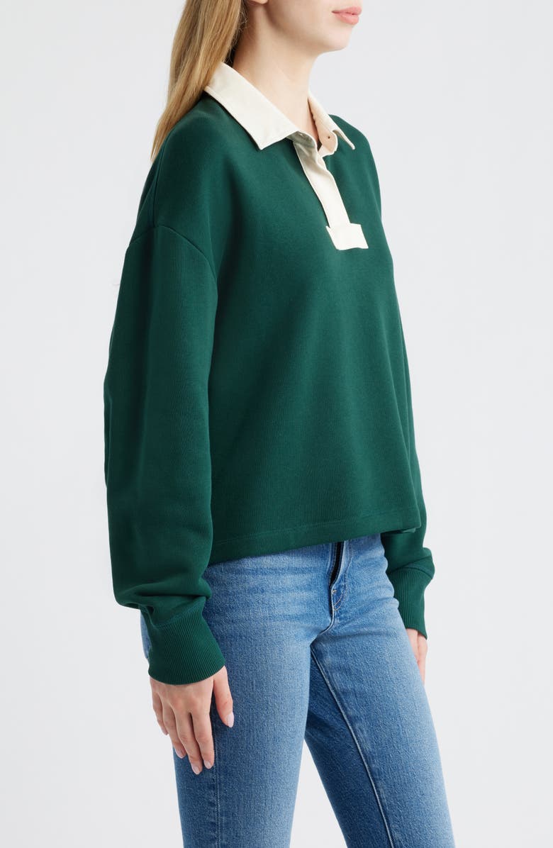 rag & bone Vintage Terry Polo Sweatshirt, Alternate, color, Forest