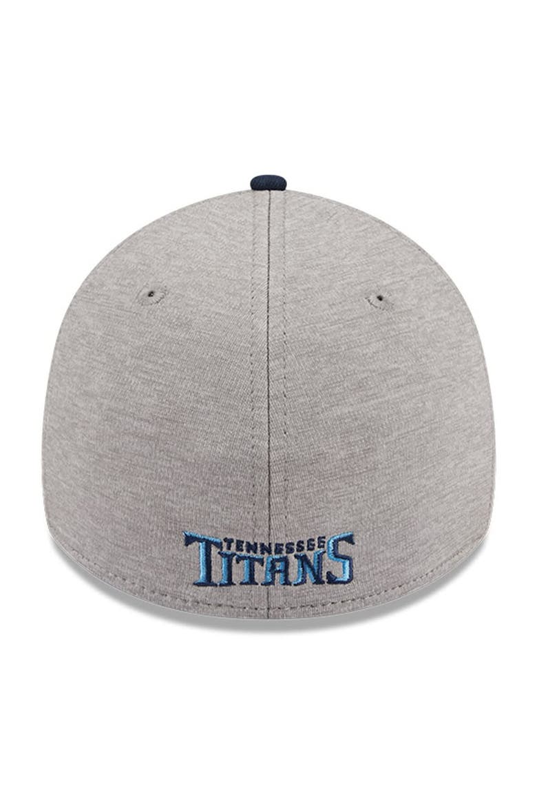 Men's New Era Heather Gray/Navy Tennessee Titans Striped 39THIRTY Flex Hat, Alternate, color, Heather Gray
