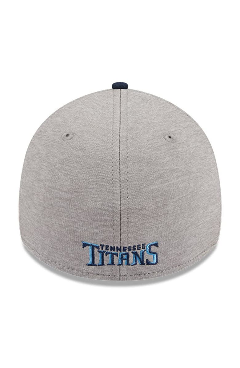 New Era Men's New Era Heather Gray/Navy Tennessee Titans Striped 39THIRTY Flex Hat, Alternate, color, Heather Gray