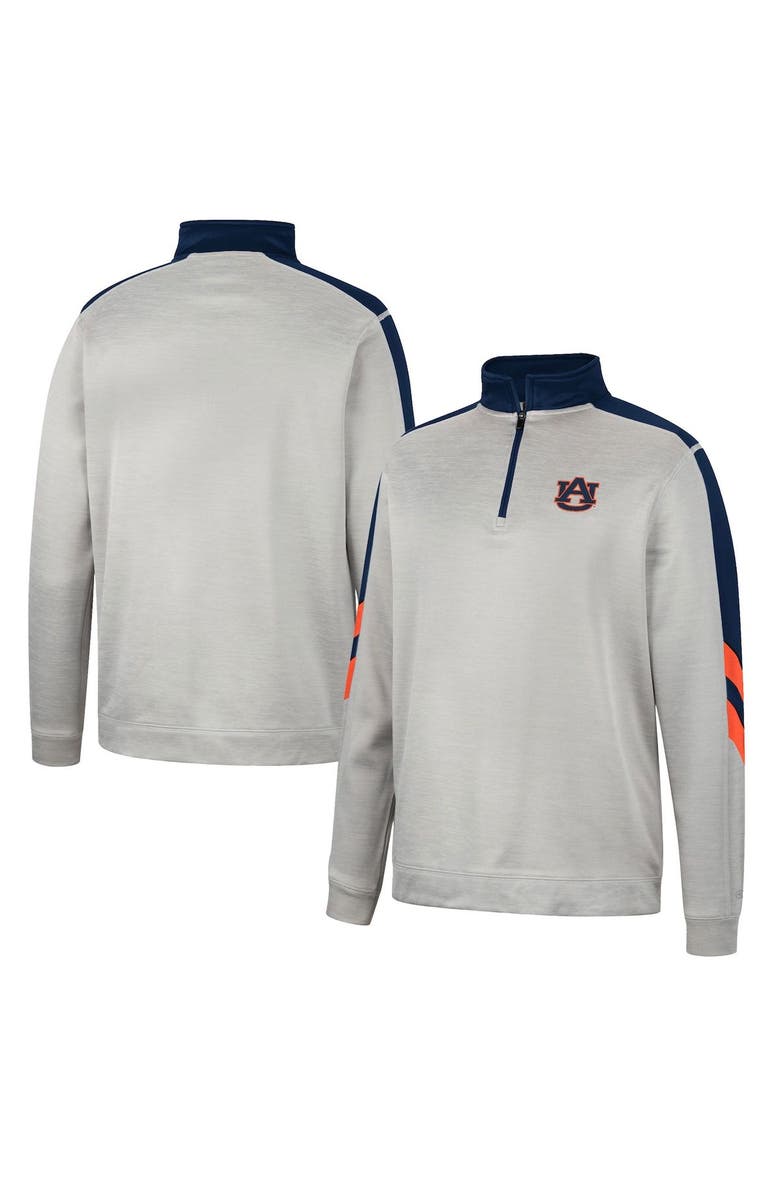 COLOSSEUM Men's Colosseum Gray/Navy Auburn Tigers Bushwood Fleece Quarter-Zip Jacket, Main, color, 