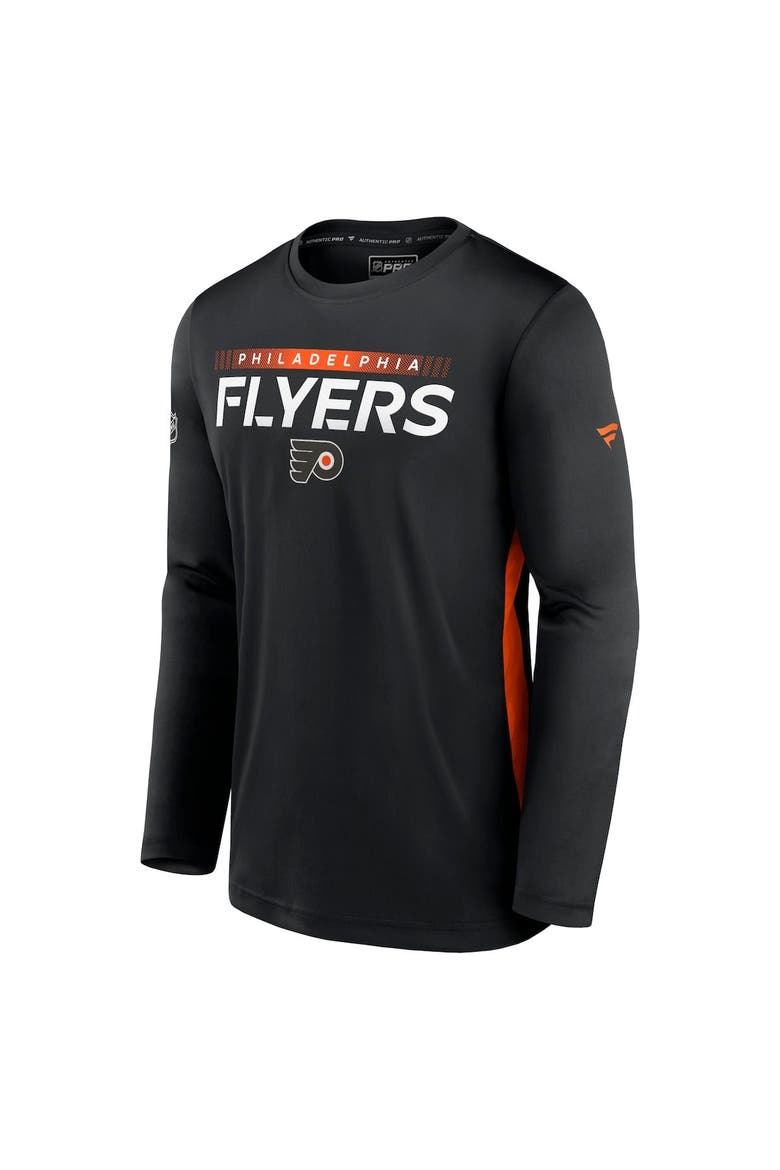 Men's Fanatics Branded Black Philadelphia Flyers Authentic Pro Rink Performance Long Sleeve T-Shirt, Alternate, color, Black