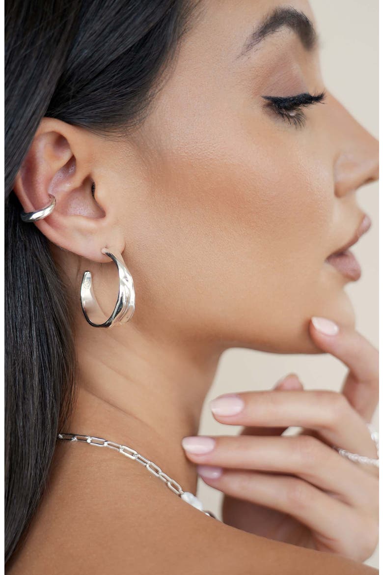 Liquid Luxe Hoop Earrings, Alternate, color, SILVER