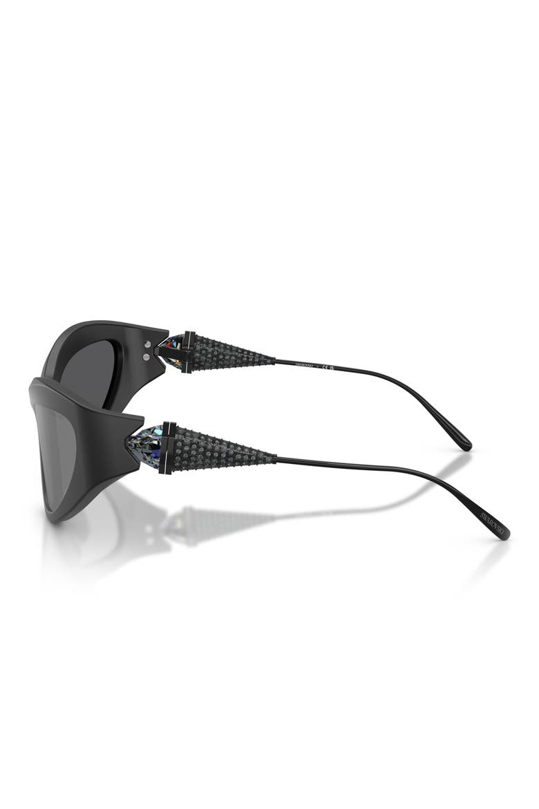 60mm Cat Eye Sunglasses, Alternate, color, MATTE BLACK / GREY MIRROR BLACK