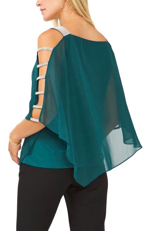 Chaus Sparkle Strap Layered Chiffon Blouse In Green