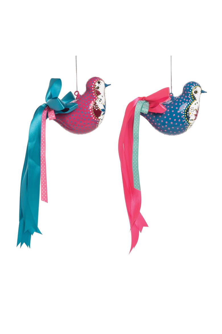 Boho Painted Bird Holiday Christmas Xmas Ornament Glass A/2, Main, color, Pink