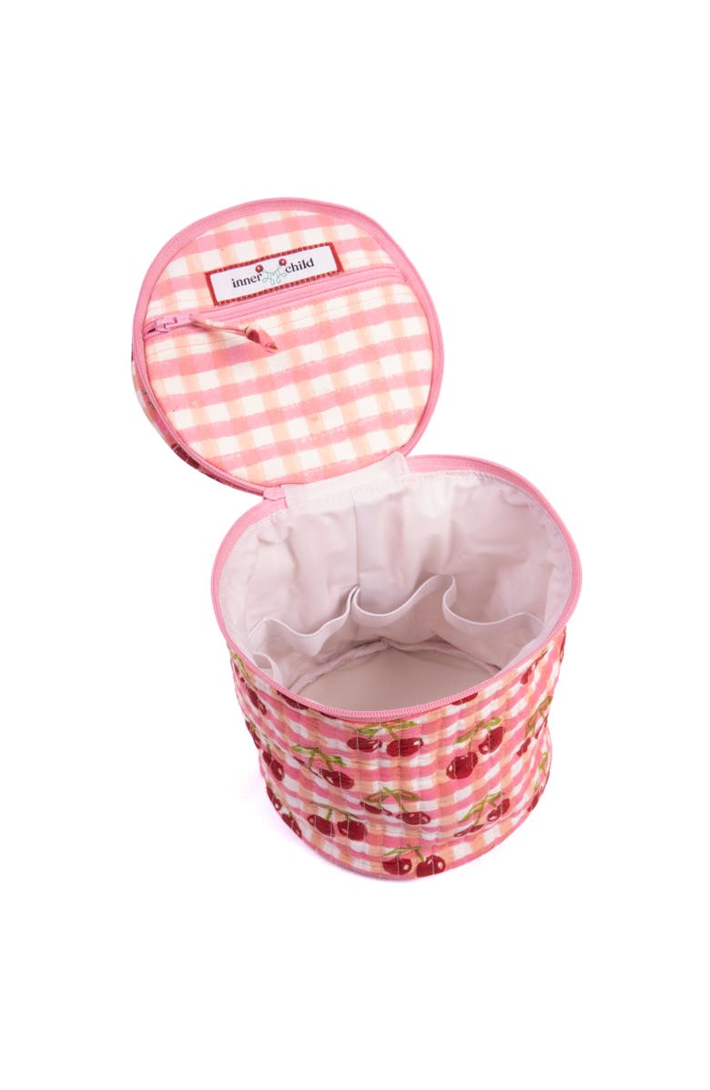 Inner Child Cherry Round Upright Makeup Bag, Alternate, color, Red Gingham