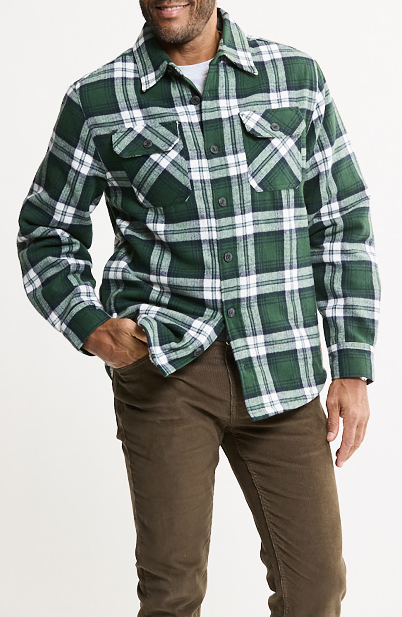 Flannel Shirt Jacket with Faux Fur Lining