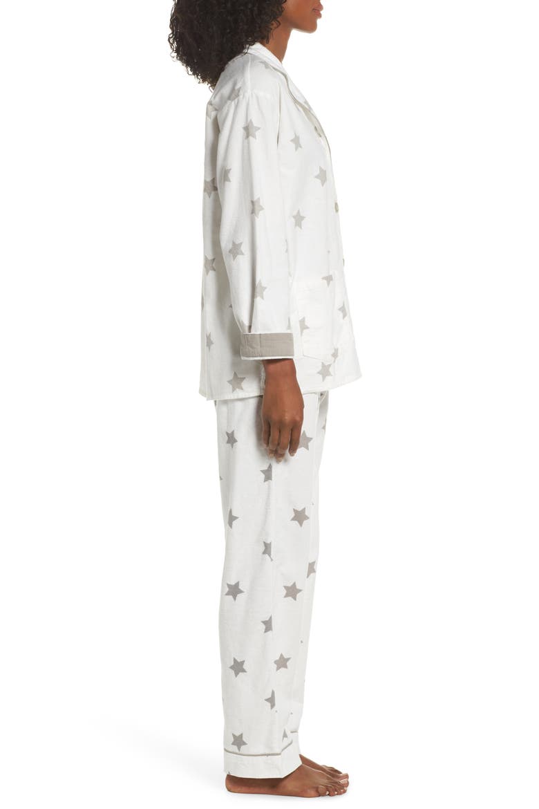 Print Flannel Pajamas, Alternate, color, IVORY
