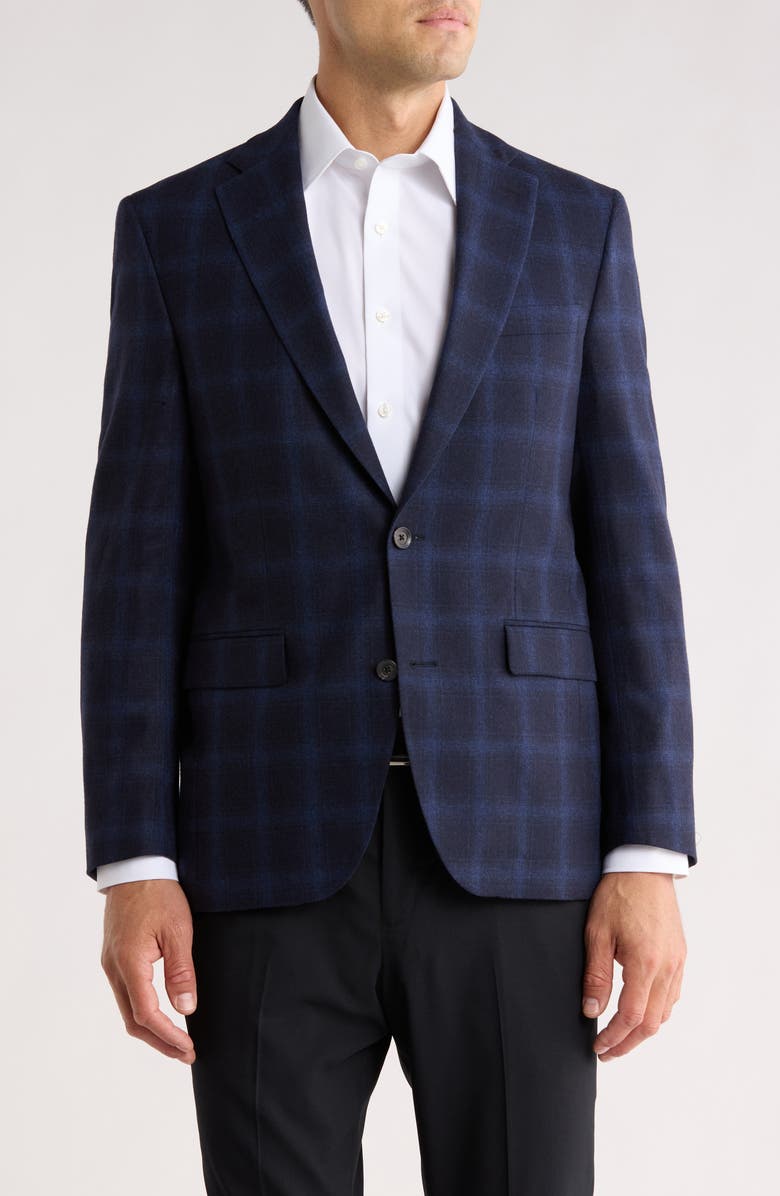 J|V by Jack Victor Elex Plaid Sport Coat, Main, color, Navy