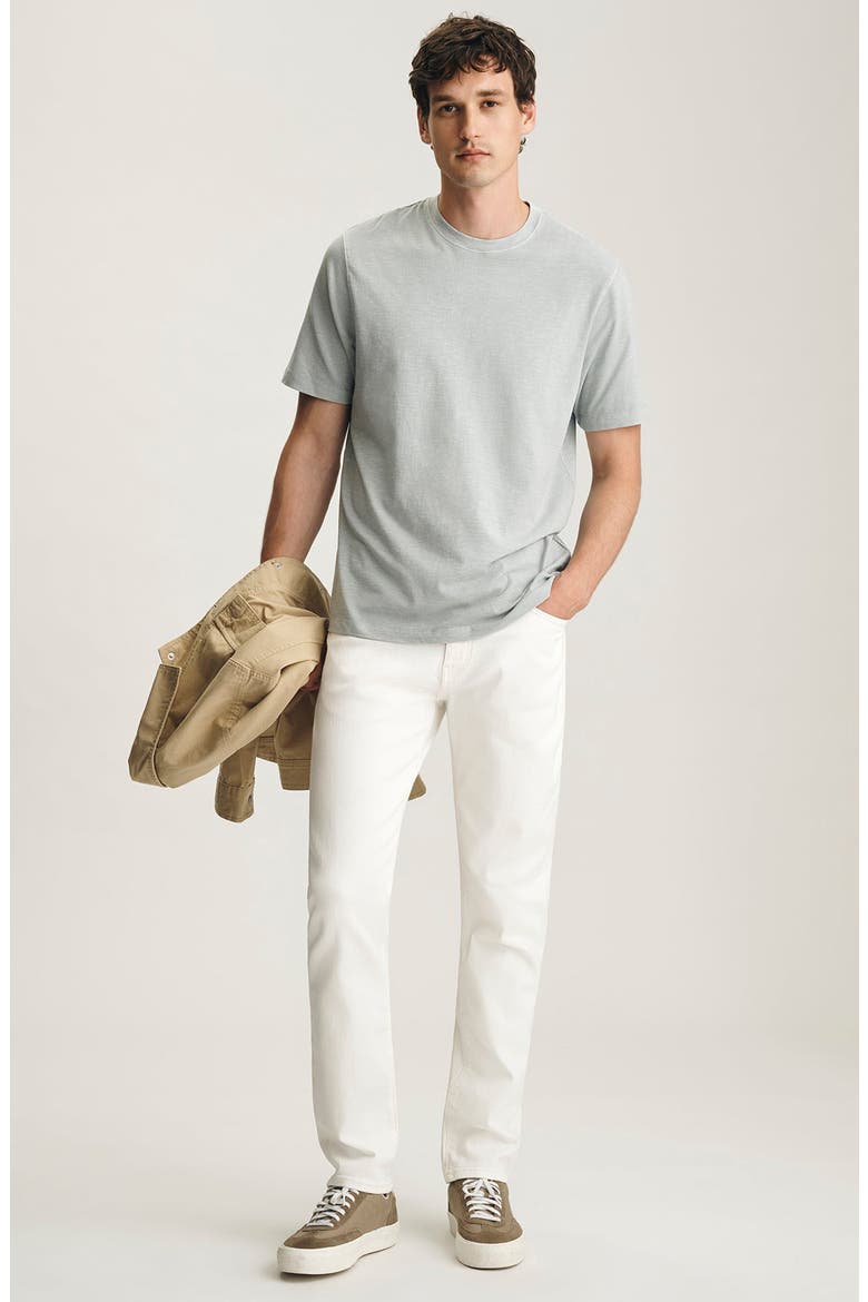 Pale Grey Slub Cotton Blend T-Shirt, Alternate, color, AQUA GREY