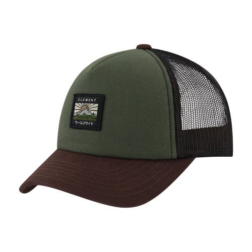 Element Logo Trucker Hat With Mesh Back And Snapback Closure In Green