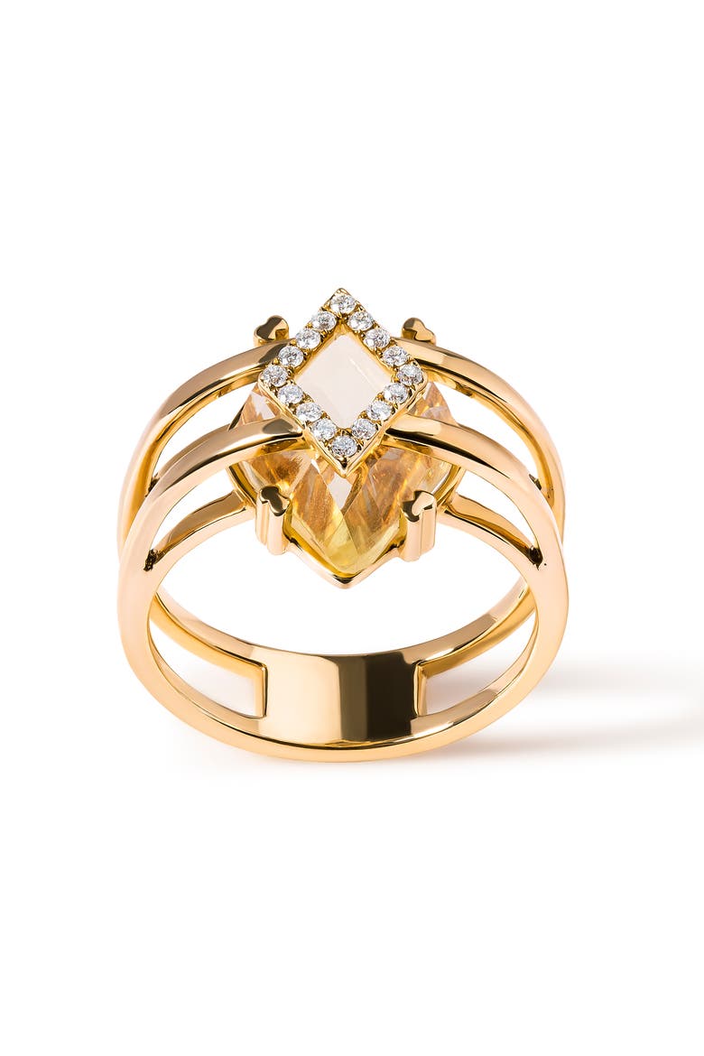 14K Gold Topaz & Diamond Accent Statement Cocktail Ring -, Main, color, Yellow