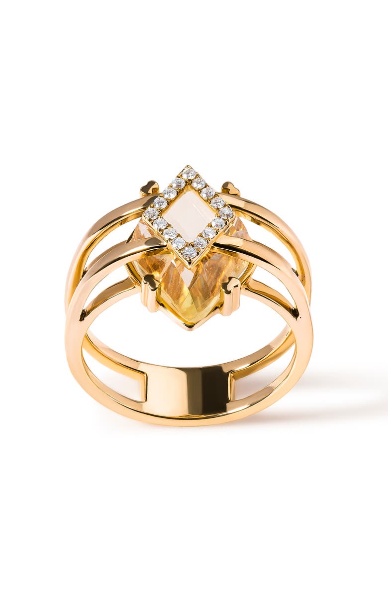 Haus of Brilliance 14K Gold Topaz & Diamond Accent Statement Cocktail Ring -, Main, color, Yellow