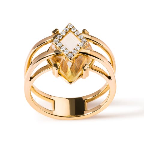14K Gold Topaz & Diamond Accent Statement Cocktail Ring -