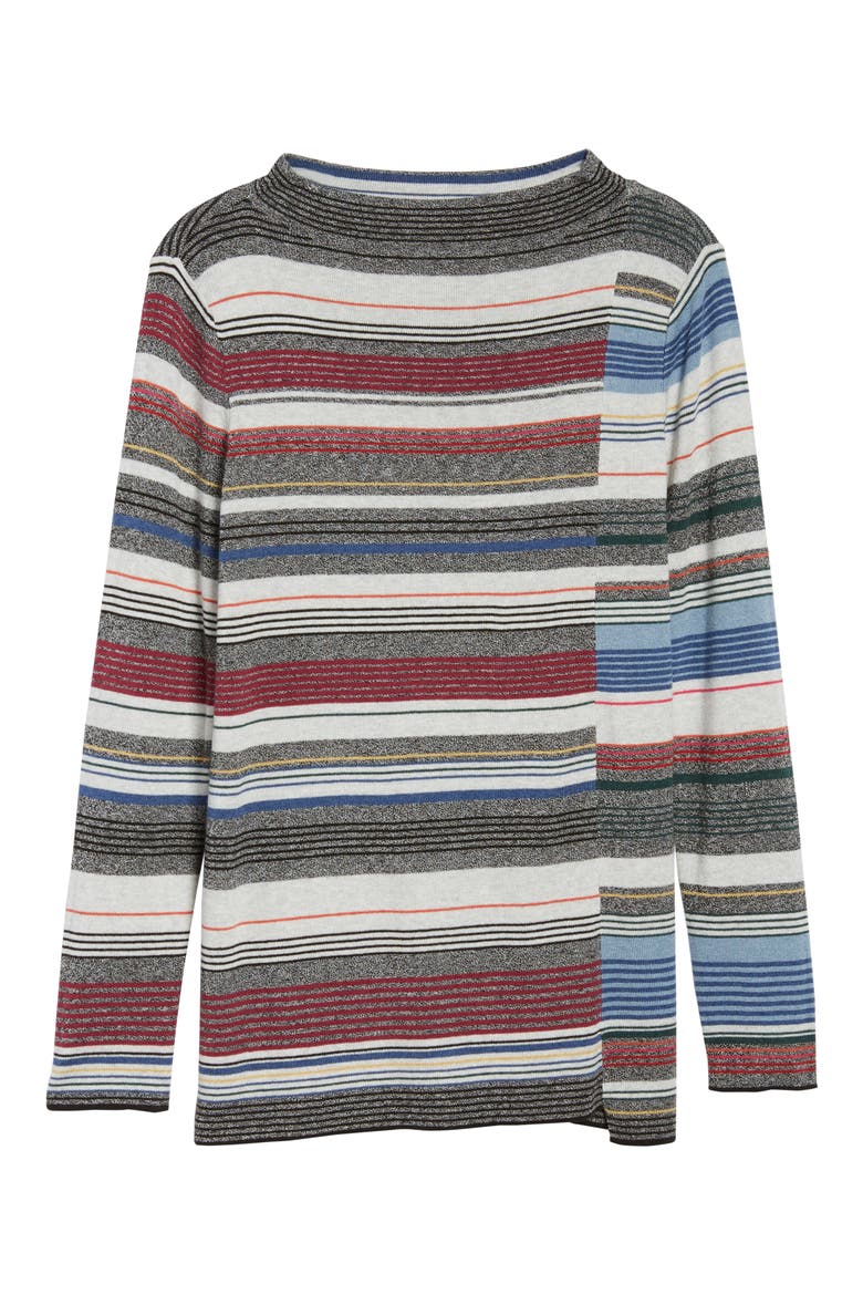 Banded Cotton Blend Offset Stripe Sweater, Alternate, color, MULTI