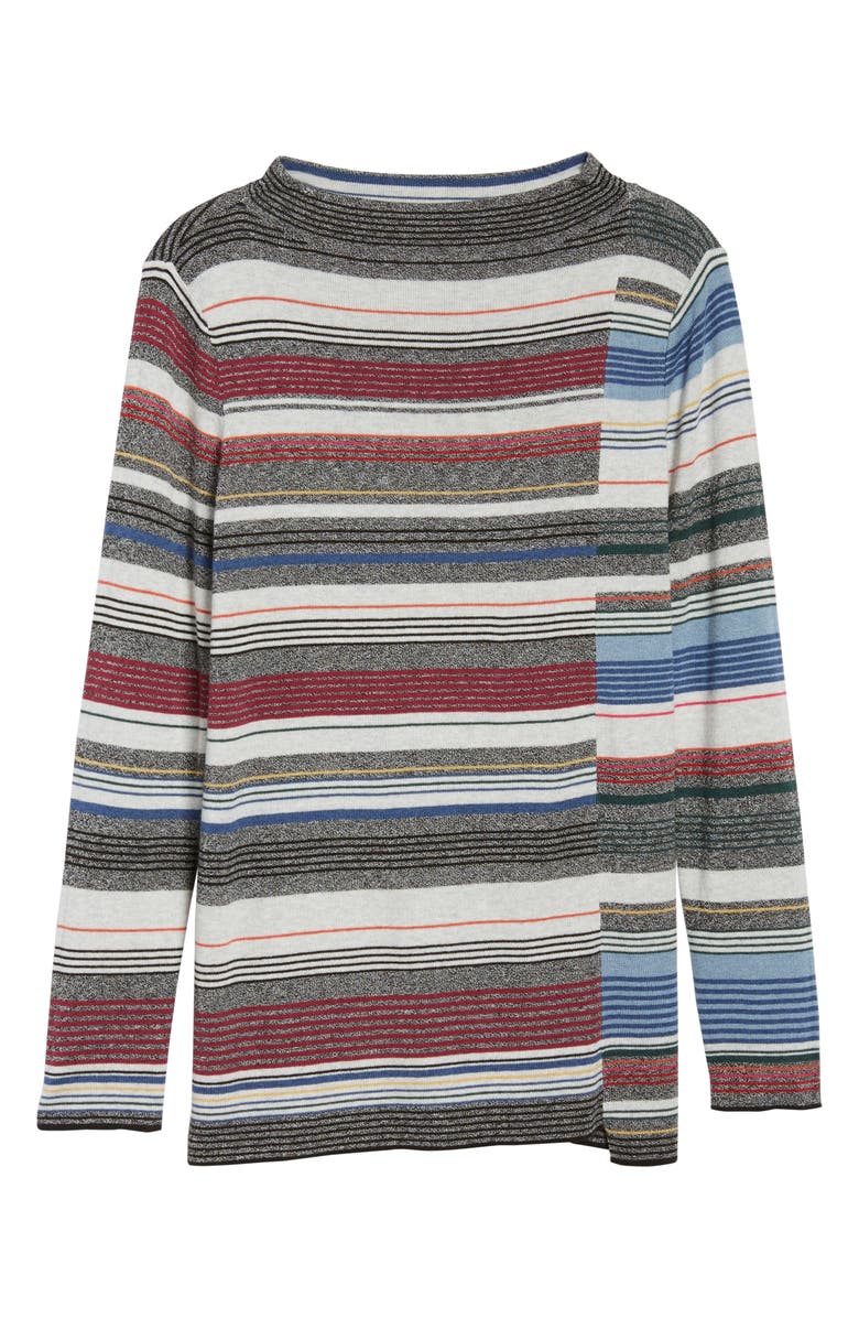 NIC+ZOE Banded Cotton Blend Offset Stripe Sweater, Alternate, color, 