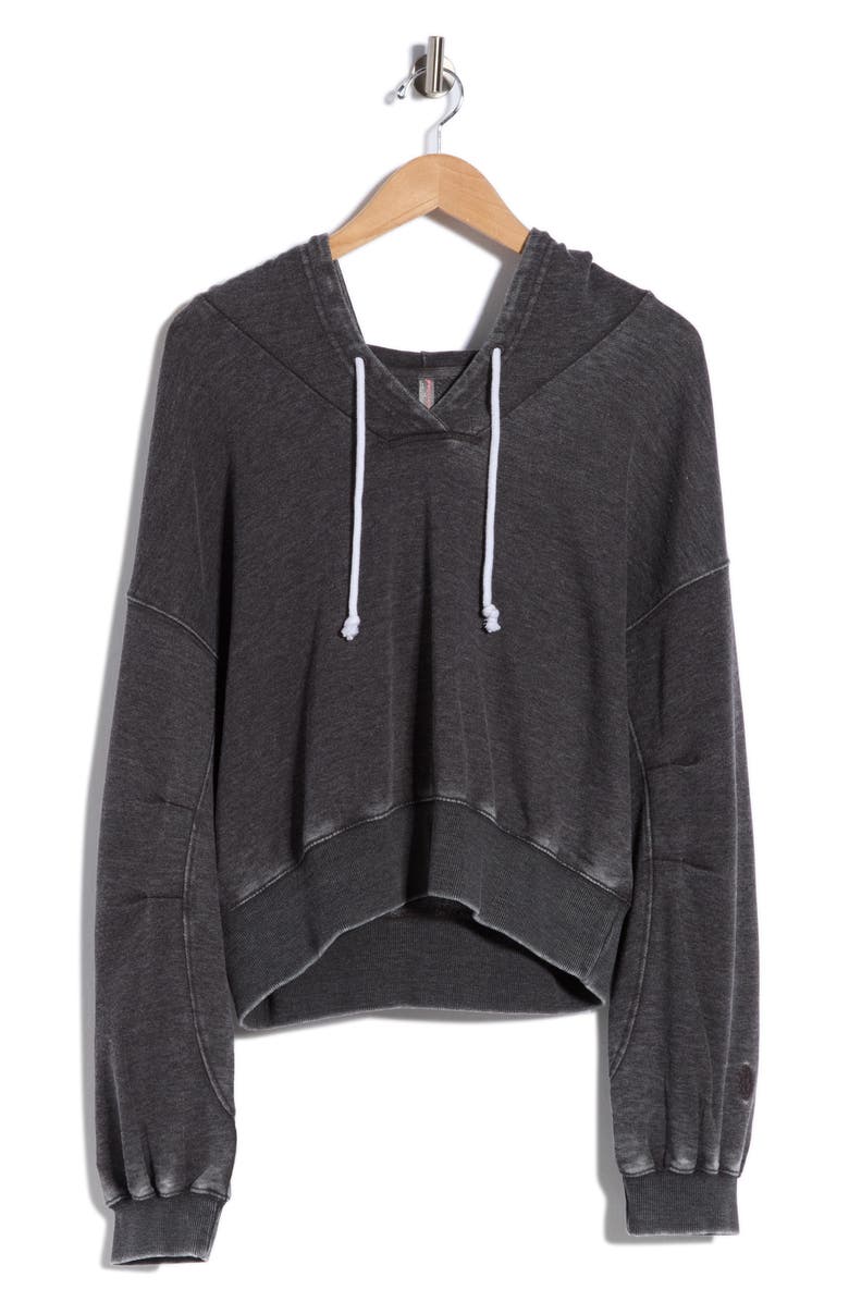 Free People Playbook Crop Hoodie, Main, color, Black
