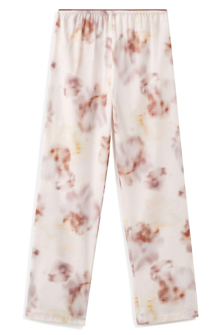 Watercolor Print Cotton Pajama Pants, Alternate, color, BROWN