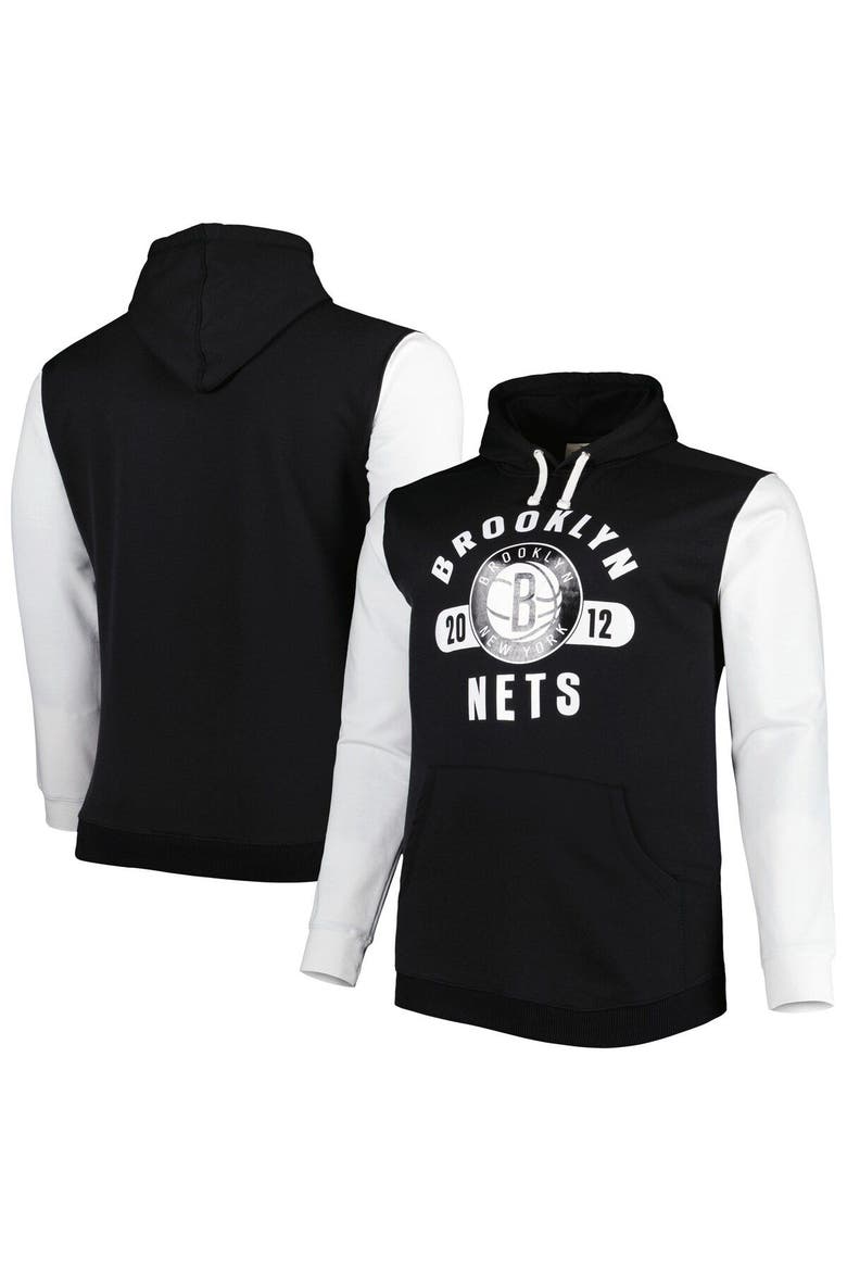 Men's Fanatics Branded Black/White Brooklyn Nets Big & Tall Bold Attack Pullover Hoodie, Main, color, Black