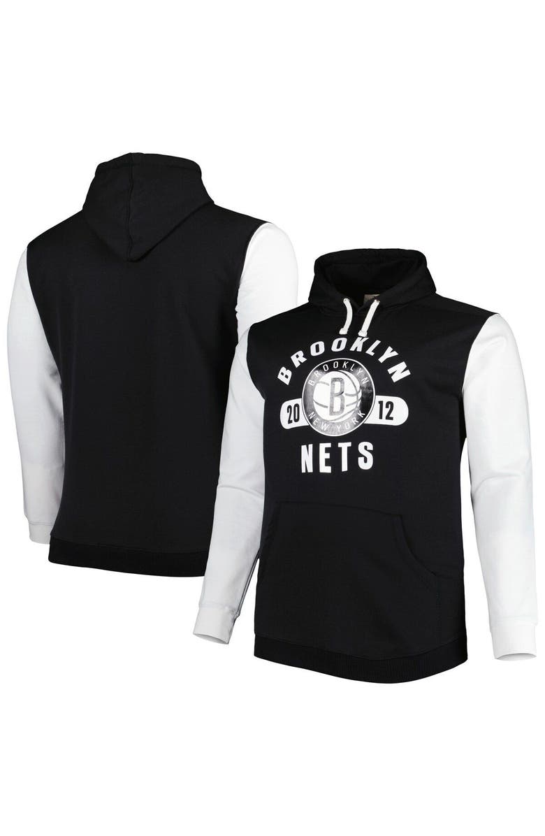 FANATICS Men's Fanatics Branded Black/White Brooklyn Nets Big & Tall Bold Attack Pullover Hoodie, Main, color, Black