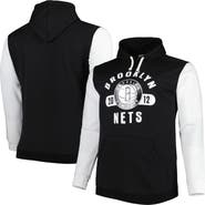 FANATICS Men's Fanatics Branded Black/White Brooklyn Nets Big & Tall Bold Attack Pullover Hoodie
