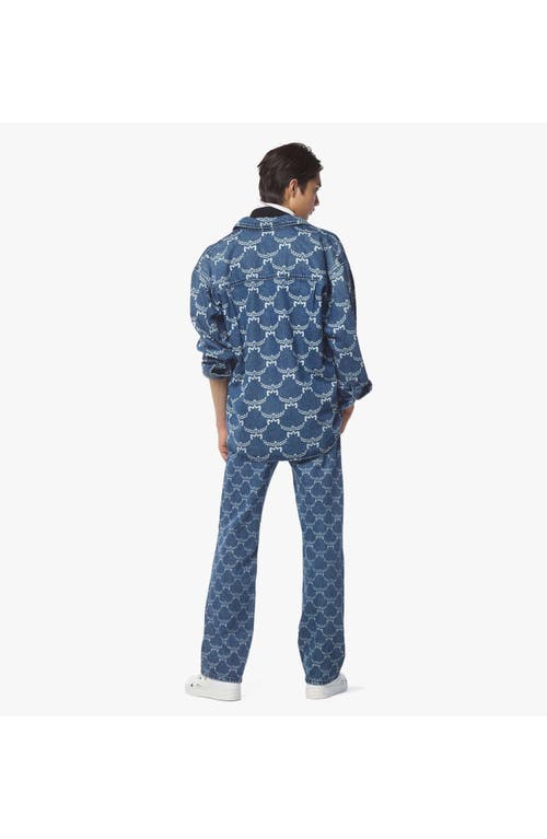 Mcm Lauretos Monogram Denim Jacket In Indigo