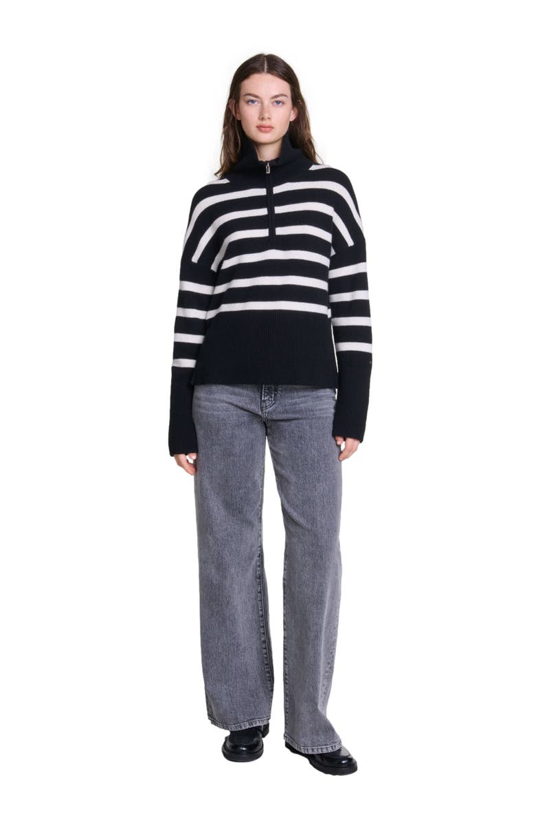 maje Stripe print high-neck sweater, Main, color, 
